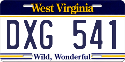 WV license plate DXG541