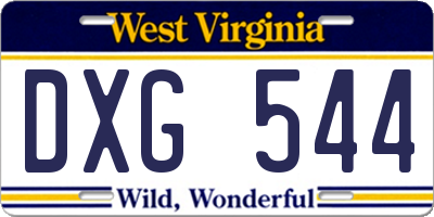 WV license plate DXG544