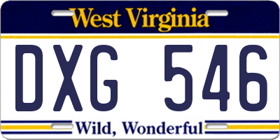 WV license plate DXG546
