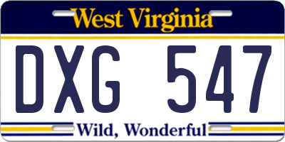 WV license plate DXG547
