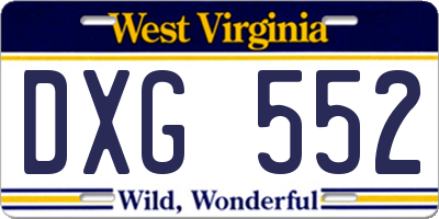 WV license plate DXG552