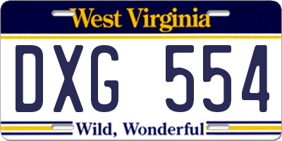WV license plate DXG554