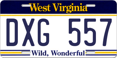 WV license plate DXG557