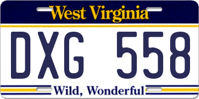 WV license plate DXG558