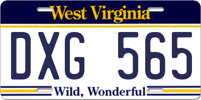 WV license plate DXG565