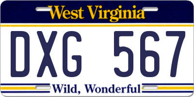 WV license plate DXG567