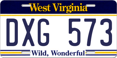 WV license plate DXG573