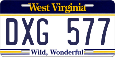 WV license plate DXG577