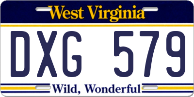 WV license plate DXG579
