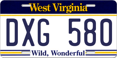WV license plate DXG580