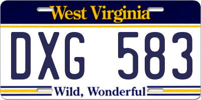 WV license plate DXG583
