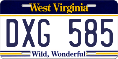 WV license plate DXG585