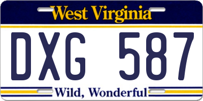 WV license plate DXG587