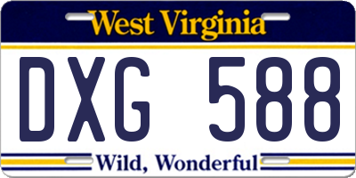 WV license plate DXG588