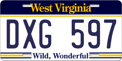 WV license plate DXG597