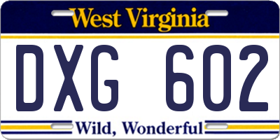 WV license plate DXG602