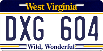 WV license plate DXG604