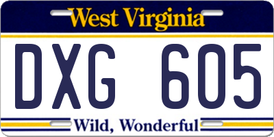 WV license plate DXG605