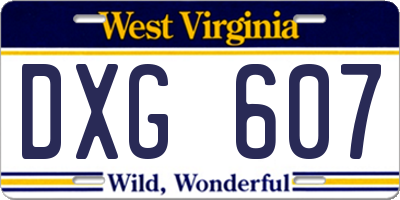 WV license plate DXG607