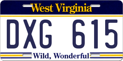 WV license plate DXG615
