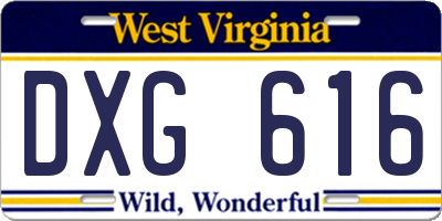WV license plate DXG616