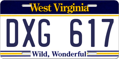 WV license plate DXG617