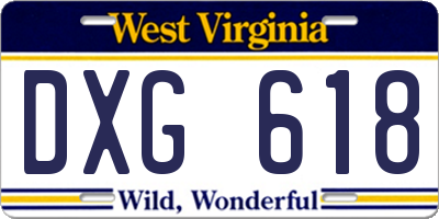 WV license plate DXG618