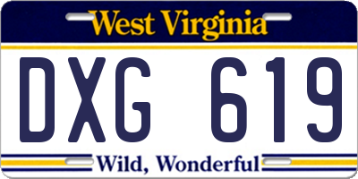 WV license plate DXG619