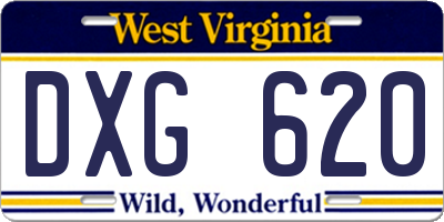 WV license plate DXG620