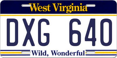 WV license plate DXG640