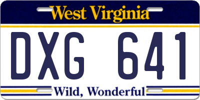 WV license plate DXG641
