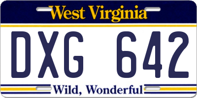 WV license plate DXG642