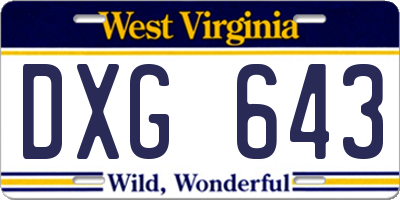 WV license plate DXG643