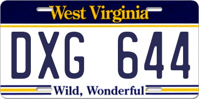 WV license plate DXG644