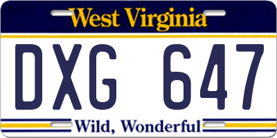WV license plate DXG647