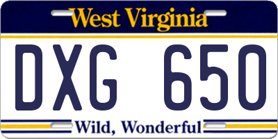 WV license plate DXG650