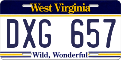 WV license plate DXG657