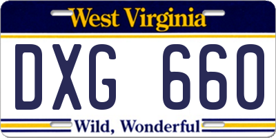 WV license plate DXG660