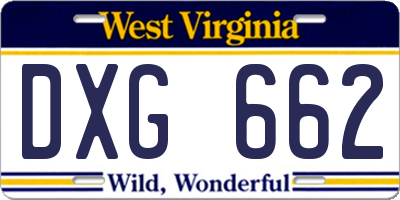 WV license plate DXG662