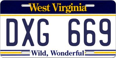 WV license plate DXG669