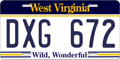 WV license plate DXG672
