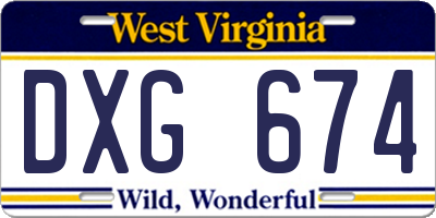 WV license plate DXG674