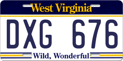 WV license plate DXG676