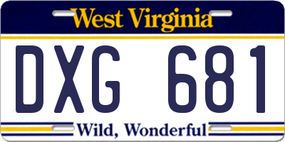 WV license plate DXG681