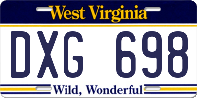 WV license plate DXG698