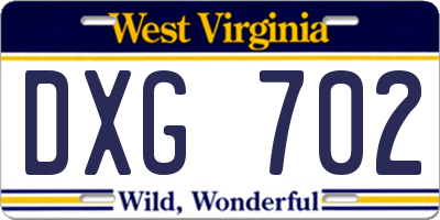 WV license plate DXG702