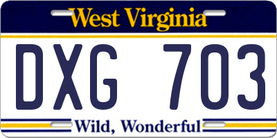 WV license plate DXG703