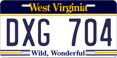 WV license plate DXG704