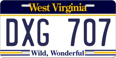 WV license plate DXG707