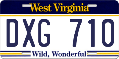 WV license plate DXG710